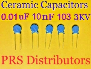 Ceramic Capacitor 3000V 0.01uF / 10nF / 103 / 3KV Replaces 2KV & 1KV  5 Pieces  - Picture 1 of 2