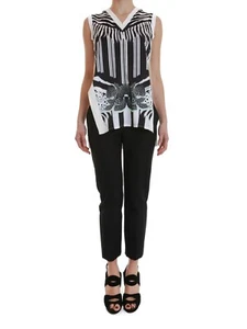 NWT Just Cavalli Sleeveless V-neck Blouse Top Made in Italy Size L - Picture 1 of 10