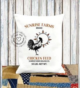 Sunrise Farms Chicken Fabric Decorative Fabric Pillow #1276 - Picture 1 of 6