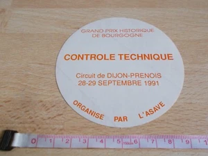 Selbstklebend Grand Prix Historisches De Bourgogne - Controle Technische - 1991 - Bild 1 von 1