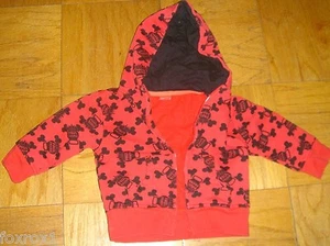 Paul Frank Size 18 M Jacket Zip Hoodie Baby Boys Girls Red Black Monkey Sweat  - Picture 1 of 12