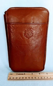Large leather Wallet Via Piaggi Brown Top Grain Leather Card Insert Pockets - Picture 1 of 12