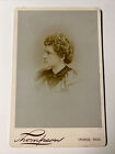 1880s Curly Hair Woman Profile antique Cabinet Card Photo  ORANGE MASSACHUSETTS