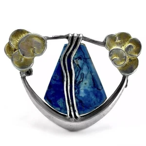 THEODOR FAHRNER JUGENDSTIL BROSCHE LAPISLAZULI PFORZHEIM UM 1900 GRADL - Bild 1 von 7