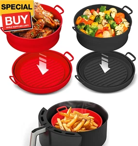 Collapsible Silicone Air Fryer Basket Liners Pot - AirFryer Liners Reusable Bowl - Picture 1 of 8