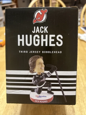 NEW in Box JACK HUGHES Bobblehead NJ New Jersey Devils 3/6/22 Prudential Center Cover