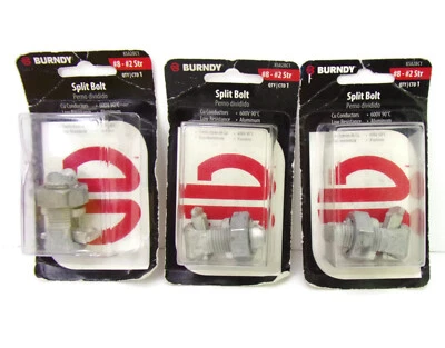 3 Packs #8 - #2 Str Split Bolt Connectors Burndy KSA2BC1 New In Package - Image 1 of 4