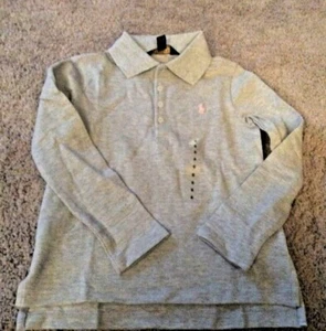BNWT New Ralph Lauren Polo Grey Polo Shirt Long Sleeved Age 6 117-123cm - Picture 1 of 4