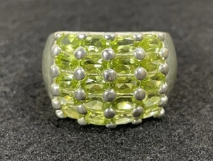 925 Sterling Silver Ring Oval Peridot Natural Gemstone Jewelry Size 9.75 11.6g - Picture 1 of 5