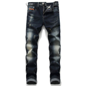 DIESEL#Italy Brand Jeans Pants Men Slim Jeans Zipper Letter Straight Pants  Hole