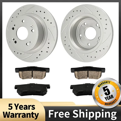 Rotores de freno traseros perforados + pastillas de cerámica para Honda Accord 2005-2007 Acura ILX Foto 1 de 4