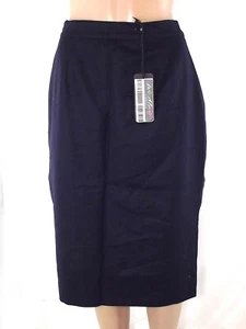 Gonna Da Donna Blu Taglia 44 Dritta Al Ginocchio In Lana Classica Elegante Chic - Picture 1 of 7