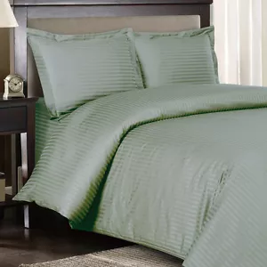 1200 Thread Count 100% Egyptian Cotton Bed Sheet Set 1200 TC TWIN XL Sage Stripe - Picture 1 of 1