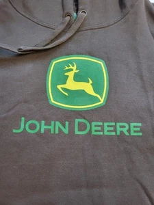John Deere Hoodie Trademark Logo Brown Pullover Sweatshirt Mens XXL Workwear - Picture 1 of 10