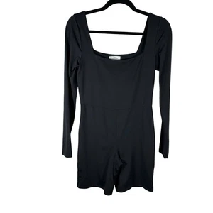 Aritzia Babaton Contour Romper Jumpsuit Bodysuit Black Square neck Smooth size L - Picture 1 of 8