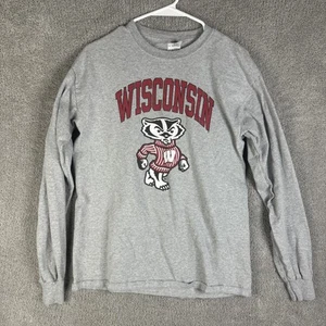Wisconsin Badgers Shirt Long Sleeve Mens Medium NCAA College Football Gildan - Picture 1 of 7