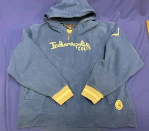Vintage Reebok NFL Gridiron Classics Indianapolis Colts Hoodie L Blue Half Zip - Picture 1 of 14