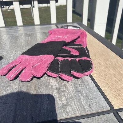 BBQ Welding Leather Gloves Fire Heat Resistant MIG TIG Welding 16” Pink USA  - Image 1 of 4