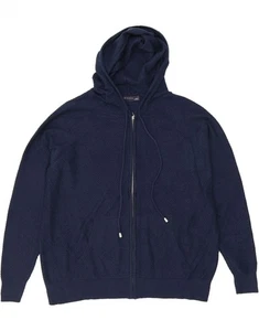 MARKS & SPENCER Womens Zip Hoodie Sweater UK 14 Medium Navy Blue Viscose BZ08 - Picture 1 of 3