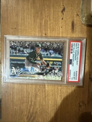 2018 Topps Holiday Metallic Snowflake #HMW34 Matt Chapman PSA 10 Low Pop - Image 1 of 2