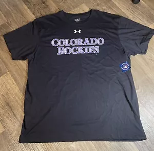 Under Armour Mens Colorado Rockies Baseball MLB HeatGear T Shirt Black Size 2xl - Picture 1 of 8