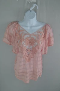 Women's shirt by Charlotte Russe Size XL 15-17 Peach in Color See-Through - Picture 1 of 12