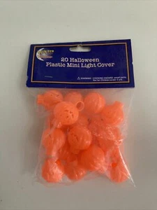 20 JOL Pumpkin Mini Light covers Plastic Blow Mold Jack-o-Lanterns Bright Orange - Picture 1 of 6