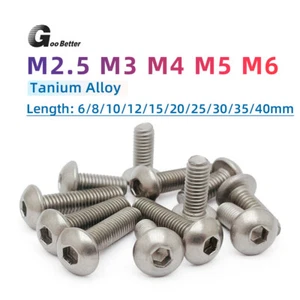 TA2 Titanium Bolt M3 M4 M5 M6 GR2 ISO7380 Hex Socket Bolts Button Head Screws - Picture 1 of 43