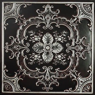 Azulejo de techo artístico de PVC 3D decoración hágalo usted mismo PL19 plata tradicional 10 piezas DECORACIÓN DE PINTURA Foto 1 de 4