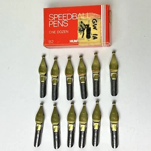 Vtg Hunt Co Speedball Pens Box Set B2 Pen Ink Nibs Round Type B-2 Box of 12 NOS - Picture 1 of 7