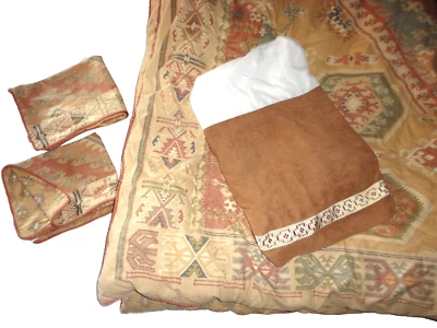 КОМПЛЕКТ КОРОЛЕВСКОГО ОДЕЯЛА CROSCILL ARIZONA ЮГО-ЗАПАДНЫЙ АЦТЕКСКАЯ СОЛОМЕННАЯ ГЛИНА (4P) - Изображение 1 из 4