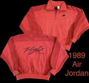 VTG 1989 90 OG Nike Air Jordan 4 Flight Pullover Jacket Red Mesh 1985 80s 90s - Picture 1 of 14