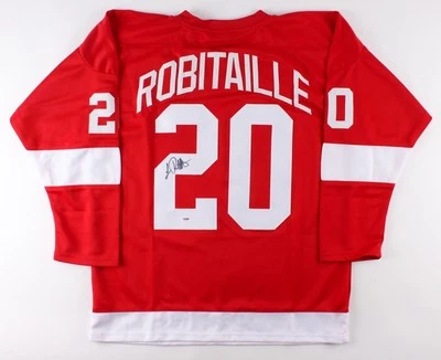 Luc Robitaille Signed Red Wings Jersey (PSA) 668 NHL Goals / 2002 Stanley Cup - Image 1 of 4