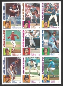1984 Topps CUT 9-CARD BLOCK - Featuring Ryne Sandberg #596 - AFDS
