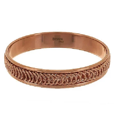Brazalete redondo QVC Bronzo Italia promedio corte diamante diseño espiral Foto 1 de 3
