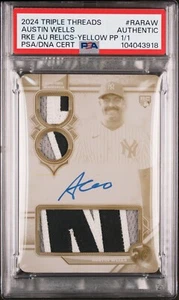2024 TOPPS TRIPLE THREADS ROOKIE AUTO RELIC PRINTING PLATE 1/1 AUSTIN WELLS   - Picture 1 of 2