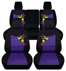 Front+Rear custom fit car seat covers blk-purple w/frog fits JK wrangler 4dr - Bild 1 von 10