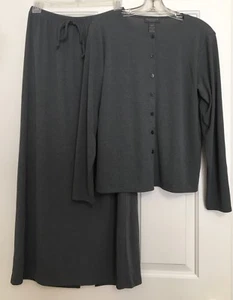 Van Heusen size S grey 2 piece set long skirt Long sleeve button up top women's - Picture 1 of 8