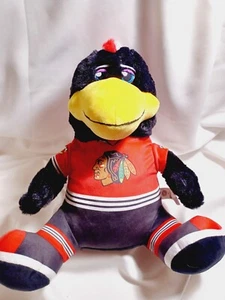 Tommy Chicago Blackhawks Maskottchen Plüsch 13 Zoll Stofftier Hockey NHL Schal verstecken  - Bild 1 von 15