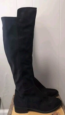 Nine West Black Leather Suede Knee High Zip Up Boots Womens Sz 7.5 EXC CONDITION - Image 1 of 4