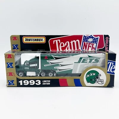 1993 年火柴盒 NFL 纽约喷气机压铸卡车半拖车 1/80 - 7 英寸罕见 — 第 1/3 张图片
