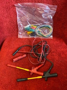 10 PIECE COLORED INSULATING TEST LEADS DOUBLE ENDED NEW SURPLUS AND 2 PROBES - Bild 1 von 9