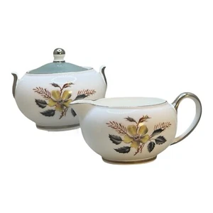 Vintage Mid Century Greenwood (Bone) Wedgewood Cream & Sugar Bone China  England - Picture 1 of 13
