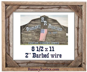 8 1/2 x 11" rostig Stacheldraht Scheunenholz Scheune Holz Dokument rustikal Not Rahmen - Bild 1 von 5