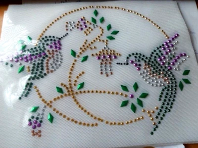 Iron On Transfer Multi Colored Rhinestone Design Hummingbirds 8" X 5" Set Of 3 - Изображение 1 из 4