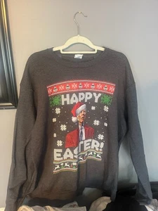 Mens Joe Biden Happy Easter Christmas Crew Neck Sweatshirt Size XL - Picture 1 of 3