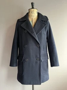 Gap Overcoat Men’s Size M Navy Wool Great Coat Double Breasted Military Long - Picture 1 of 16