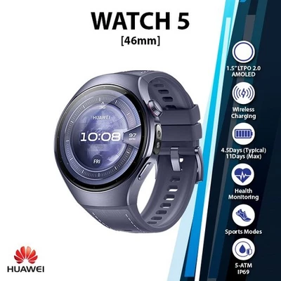 Huawei Watch 5 Bluetooth iOS Android Smartwatch (PURPLE/46mm/1.5"/AMOLED/NEW) - Image 1 of 4