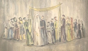 Signierter Joseph Kossonogi - Jüdische Hochzeit - 51/200 Lithographie Judaica Kunstdruck - Bild 1 von 6