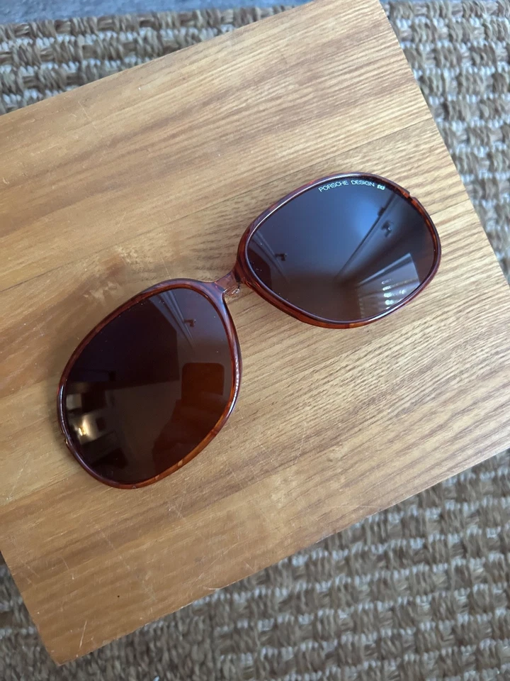 Porsche Design EUC authentic brown tortoise one piece clip on sunglasses lenses - Image 1 of 3